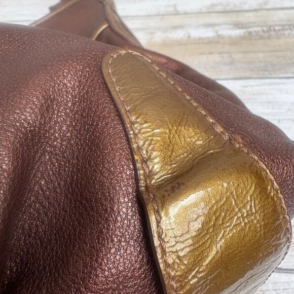 Brighton Purse Hobo Shoulder Bag Bronze Gold Metallic Leather Braided Strap - Picture 16 of 16